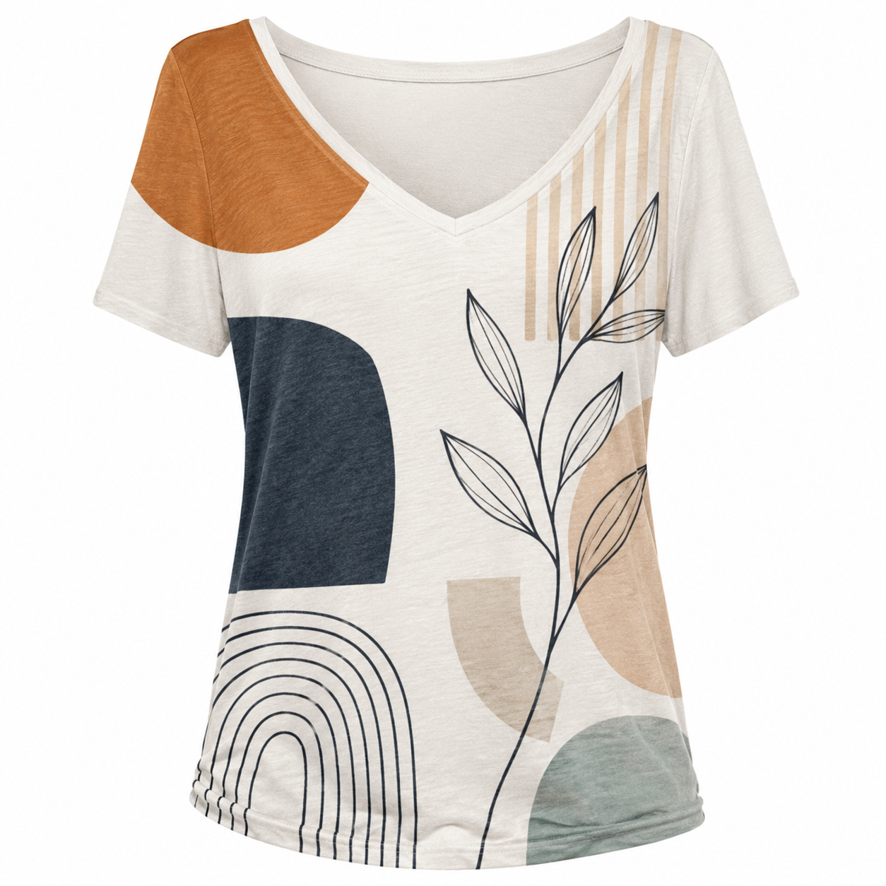 Sundaymuses® Boho Geometry V-Neck Tee Modern Art Meets Everyday Comfort